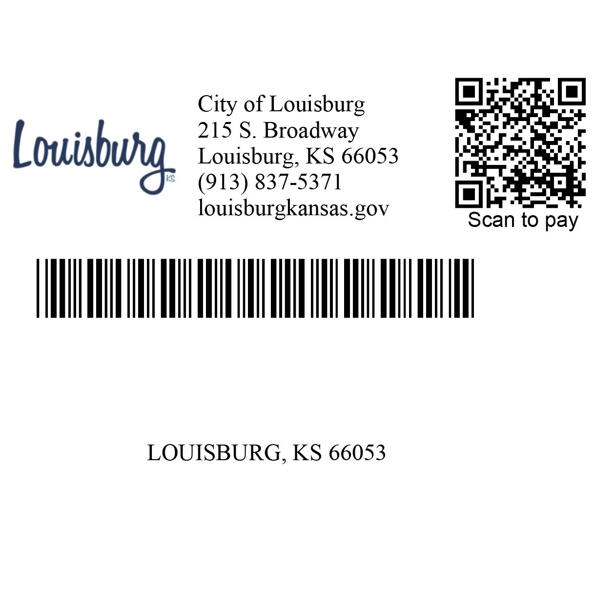A graphic image of the top of a City of Louisburg utility bill